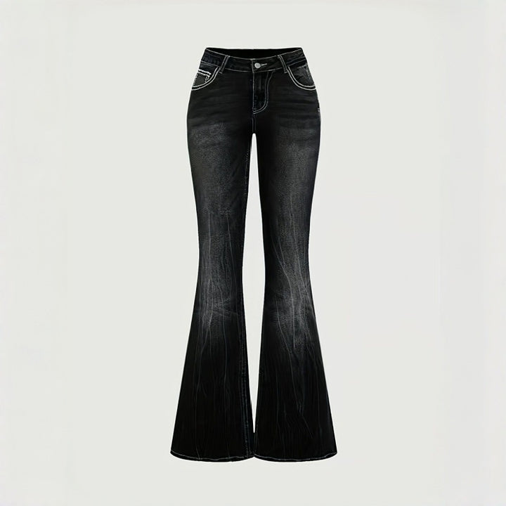 Dame Bootcut Jeans med kunstnerisk broderi Skovae