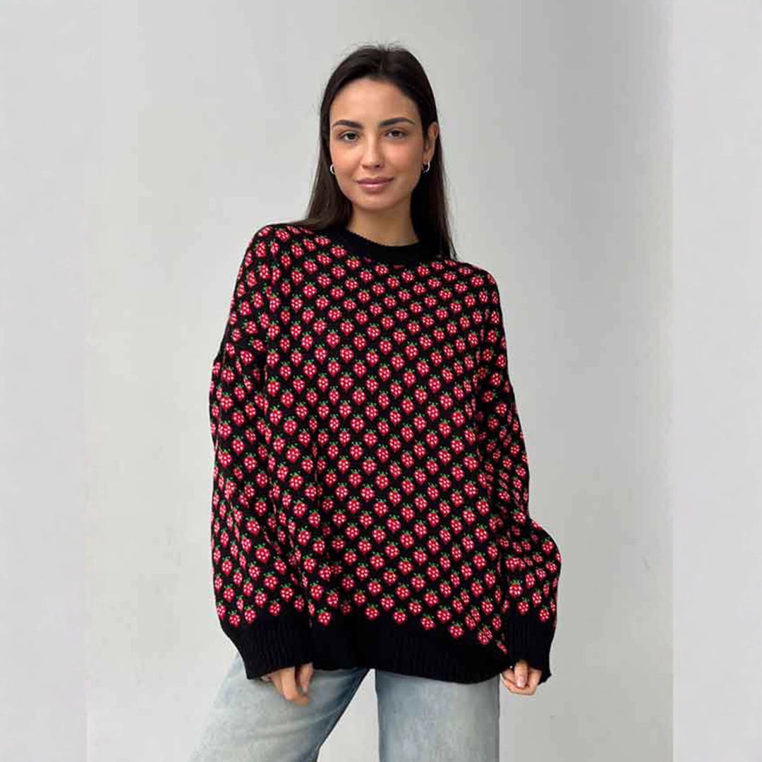 Kvinders oversized sweater med blomsterprint Stilla