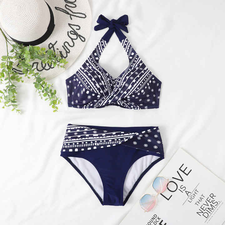 Dame bikini-sæt med moderigtigt knude-design og højt skåret underdel Stilla