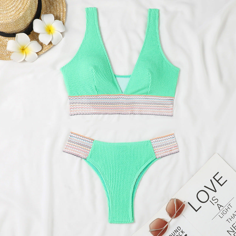 Dame bikini sæt med raffineret bølgedesign og sporty design Stilla