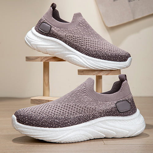 Dame nan elastisk strik-fritidssko i slip-on mokassin stil med sokke-lignende indgang og polstret bølgekombinationssål Skovae