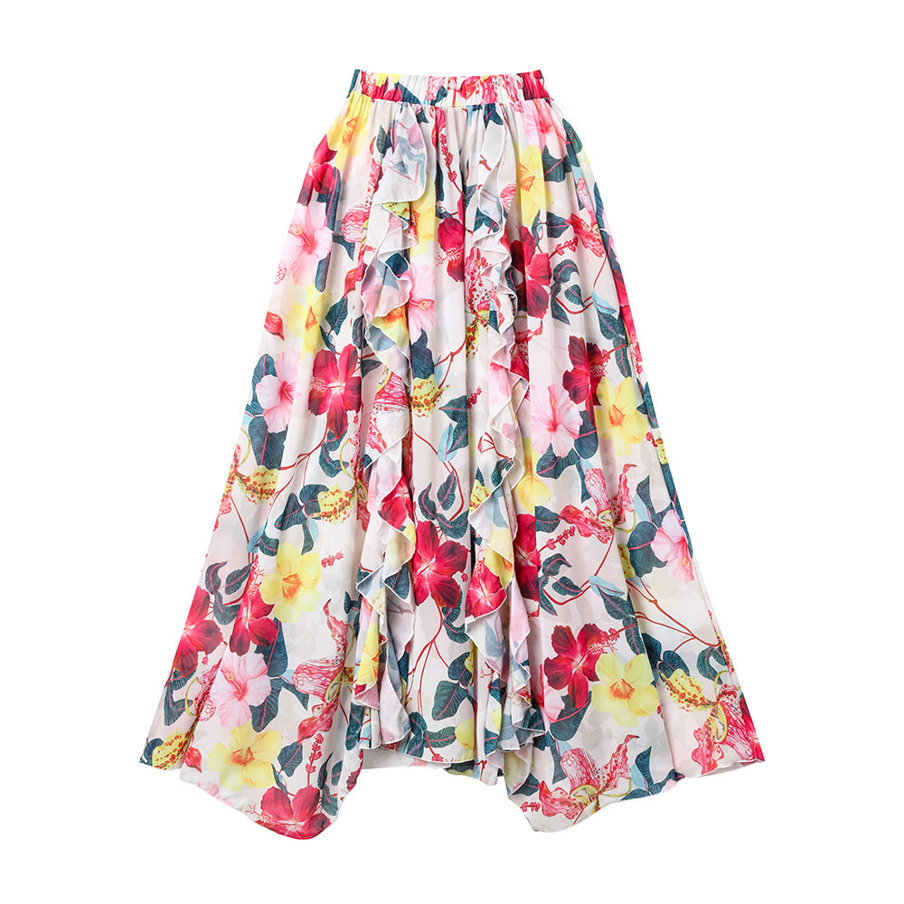 Dame elegant Floral badetøj med bølget skulderdesign Skovae