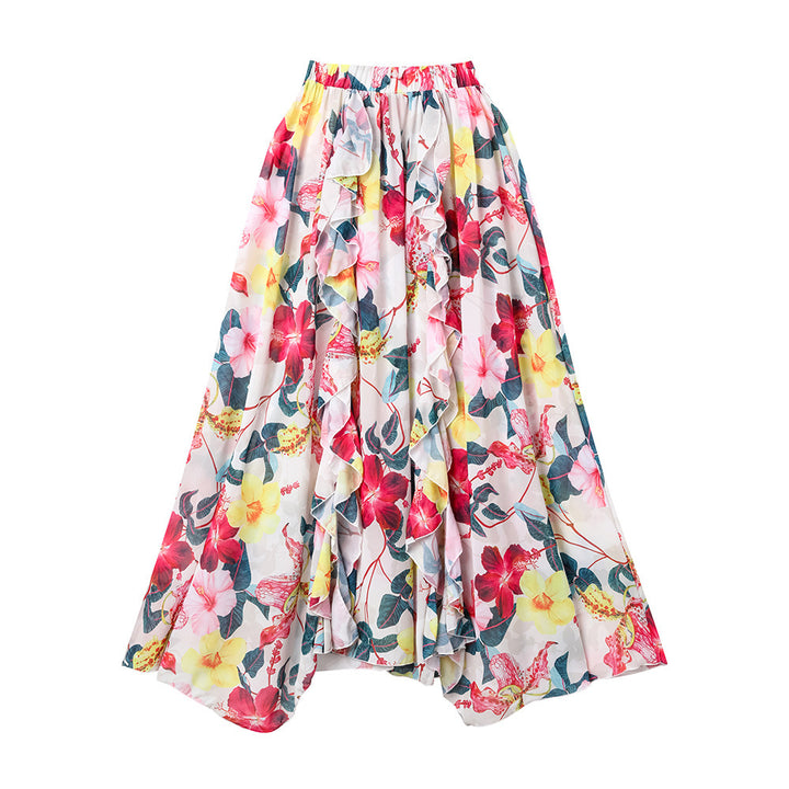 Dame elegant Floral badetøj med bølget skulderdesign Skovae
