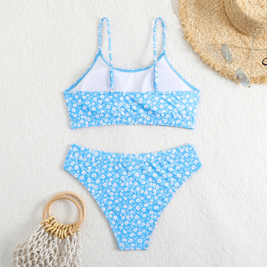 Femme Floral Print Bralette Bikini Sæt Stilla