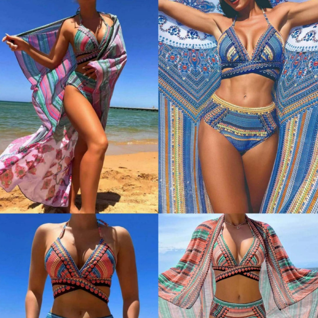 Dame Bikini-sæt med fashionable vikkedesign og raffinerede flæser Stilla