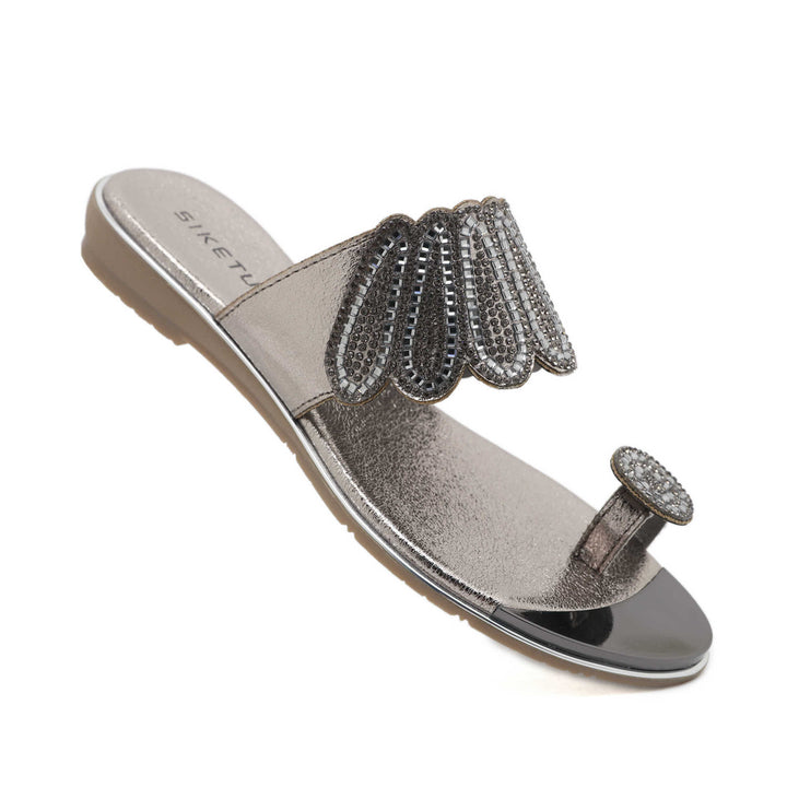 Dame Glamourøse Tåsplit Sandaler med funkende Strassdetaljer Stilla