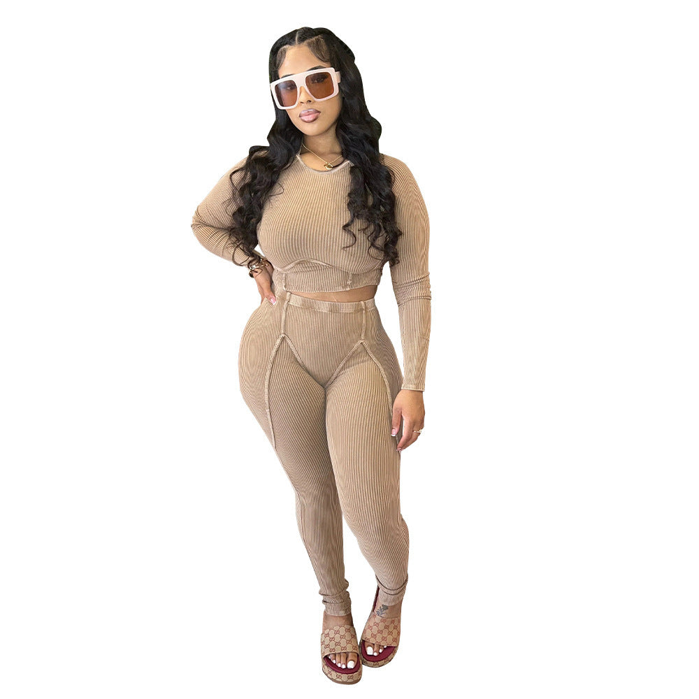 Dame sporty casual sæt bestående af langærmet top og leggings Stilla