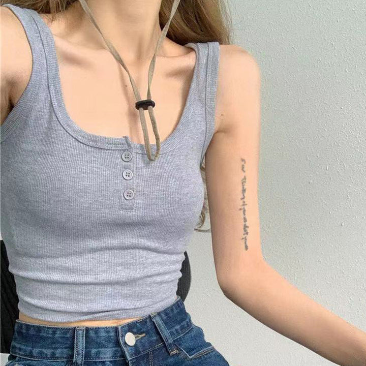 Femme Ribbede Henley Tanktop Stilla