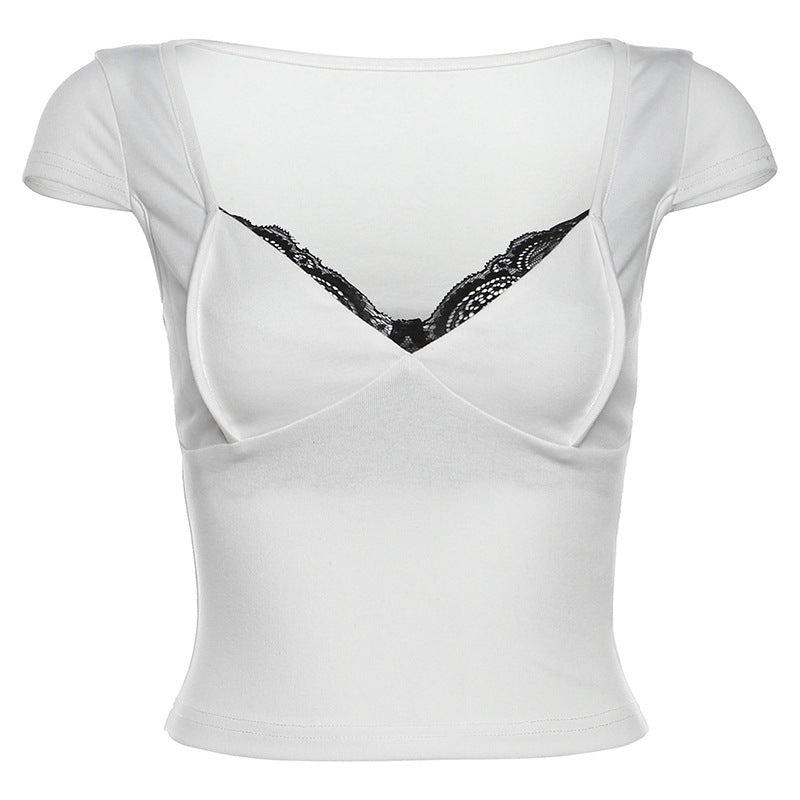 Dame Elegant T-shirt med spidsbesætning Stilla