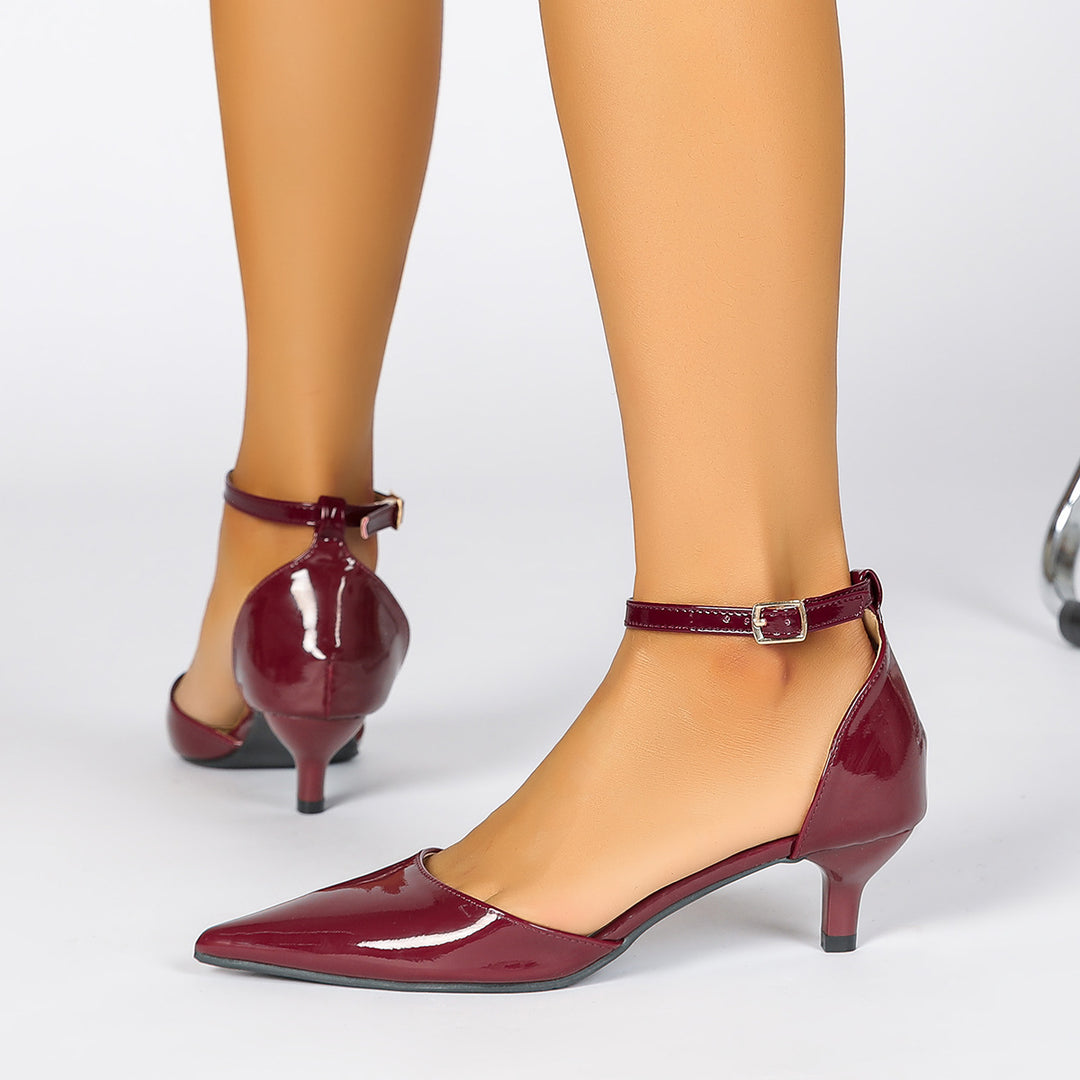 Dame elegante Slingback-pumps med spids tåområde og blank overflade Stilla