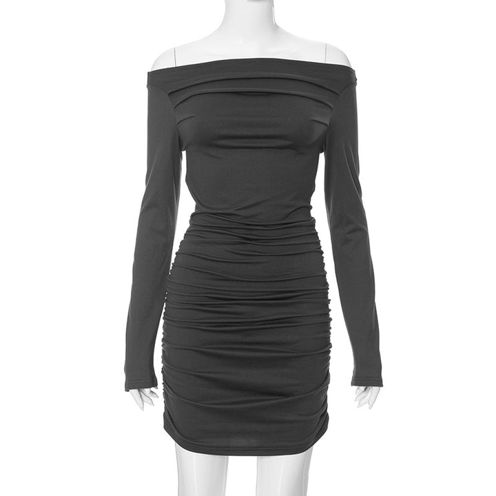 Femme Off-Shoulder Rynket Bodycon Kjole Stilla