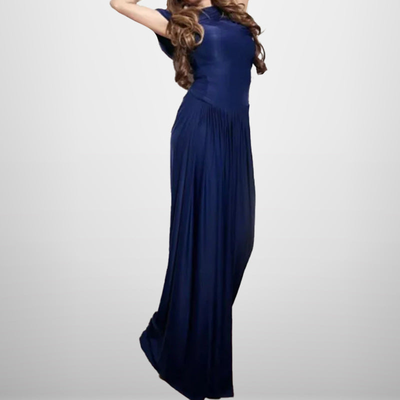 Dame Elegant Wrap Maxi Kjole med Finedraperede Detaljer Stilla