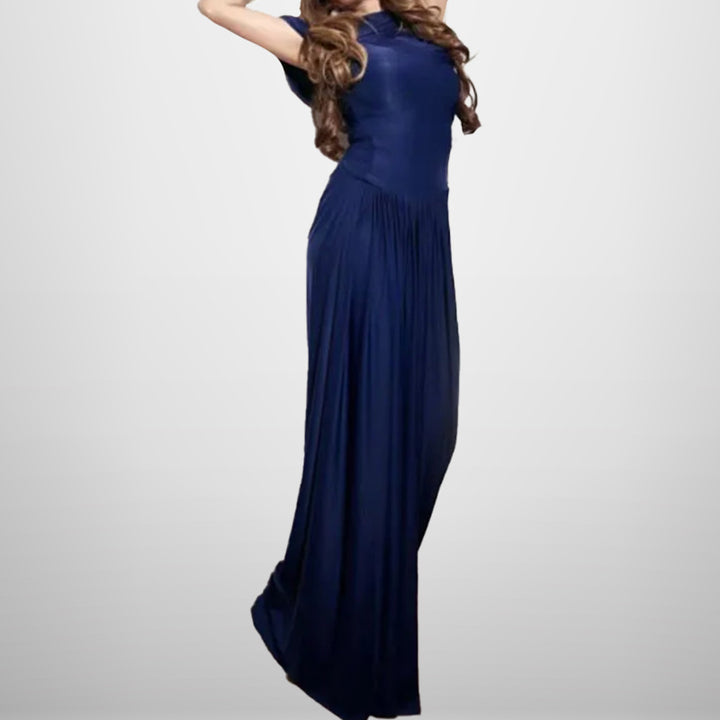 Dame Elegant Wrap Maxi Kjole med Finedraperede Detaljer Stilla