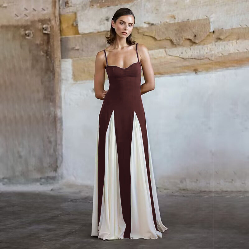 Dame Maxikjole med asymmetrisk snit og elegante stropper Stilla