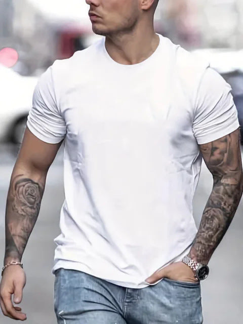 Herrer Basic Rundhals T-Shirt lavet af åndbart materiale Stilla