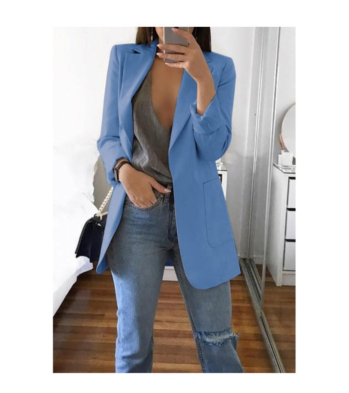 Dame elegant blazer med tætsiddende snit og praktiske lommer Skovae