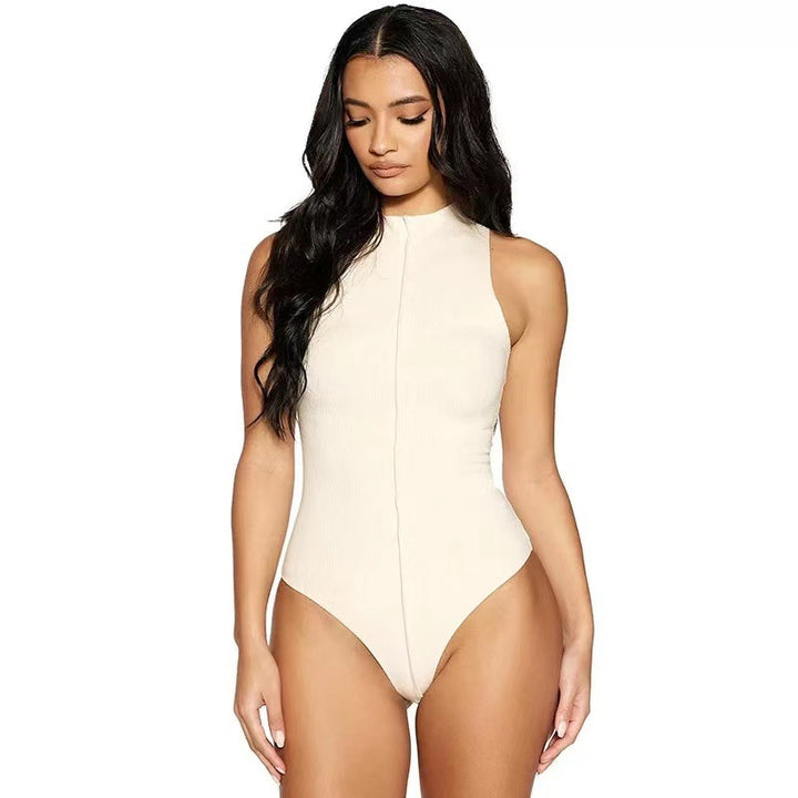 Dame Højhæret Bodysuit i klassisk Ribstrikdesign Stilla