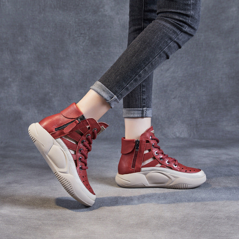 Dame High-Top-Fashion-Sneakers med udskæringsdesign og lynlås Stilla