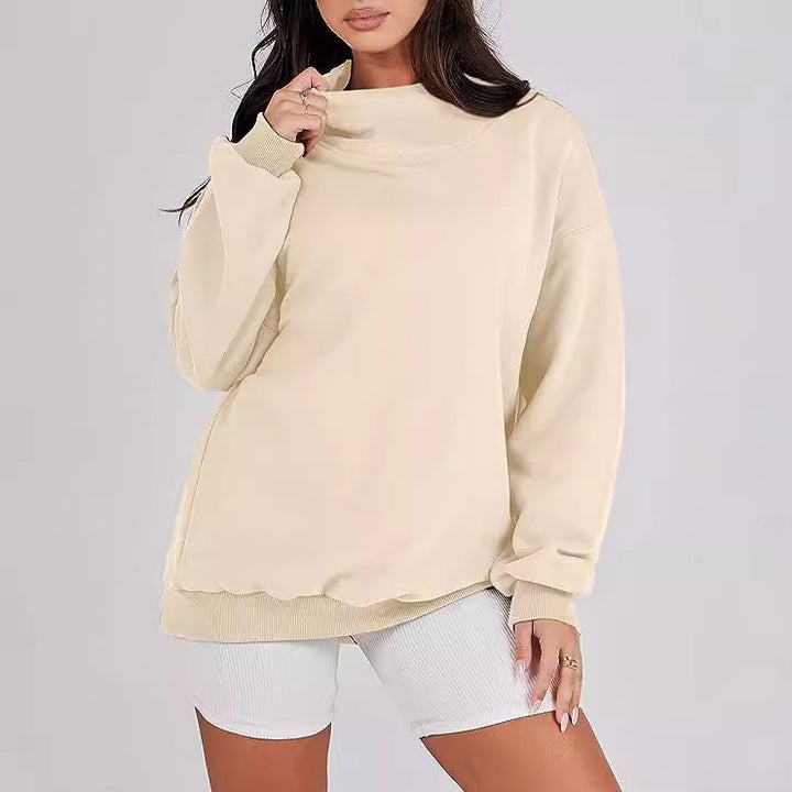 Damer afslappet oversized sweater lavet af blød bomuldsblanding med ribstrik-design Stilla