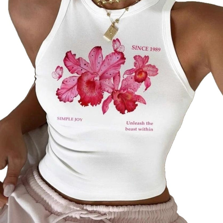 Dame ærmeløs tanktop med glad kirsebærmotiv Skovae