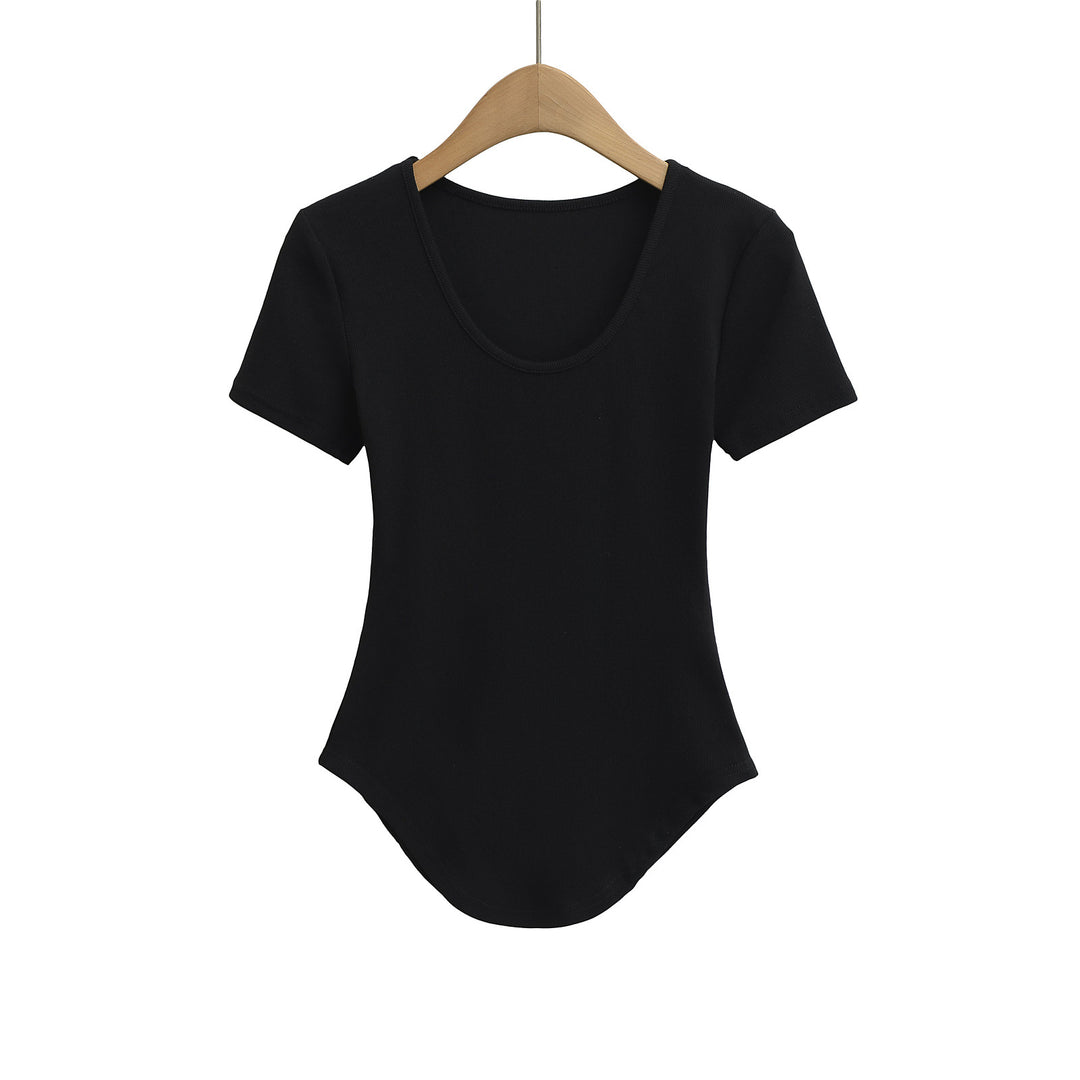 Dame figurtilpasset bodysuit med blødt ribmateriale og elegant rund halsudskæring Stilla