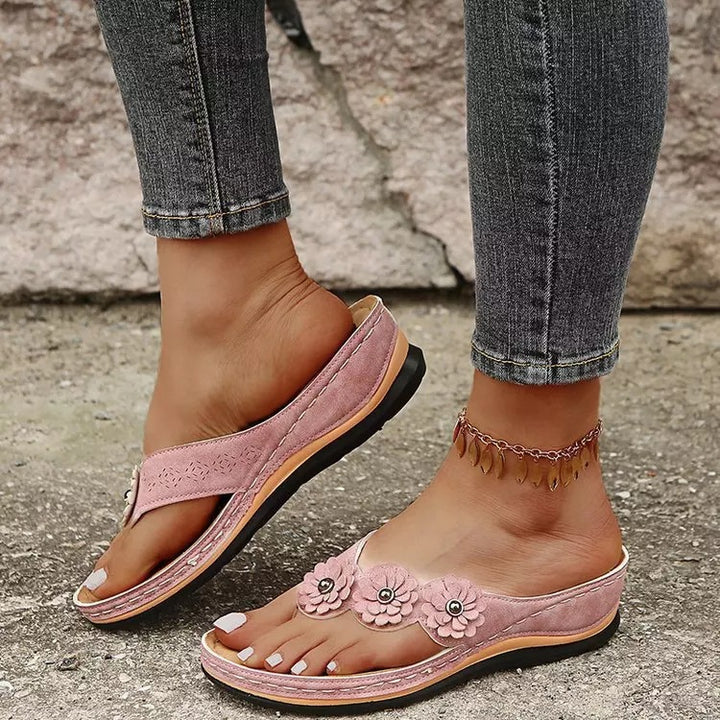 Dame blomstermotiveret fodseng-sandaler Stilla