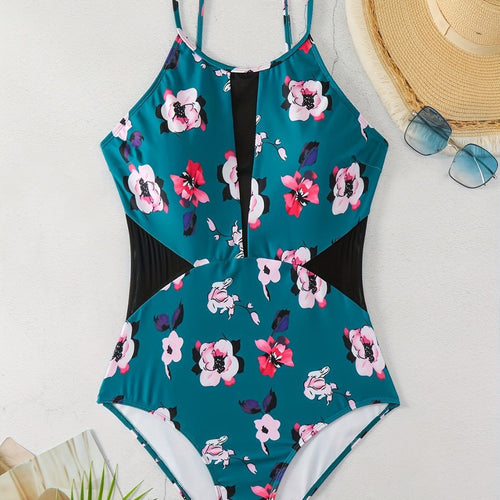 Damer éntlig badeoutfit med moderigtigt blomsterdesign og stilfuld sort Skovae