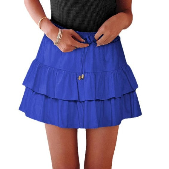 Dame let volangshorts nederdel med justerbar taljebånd og afslappet design Stilla