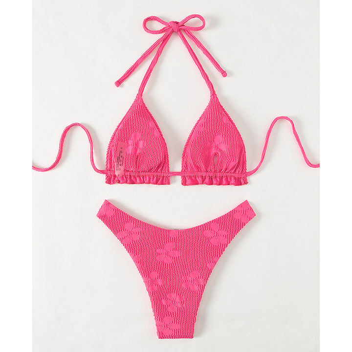Dame triangel-bikini med raffinerede flæse- og bindedetaljer Skovae