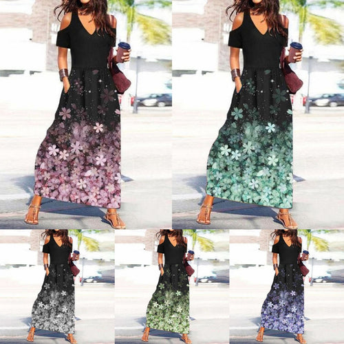 Dame blomsterprint maxi kjole Stilla
