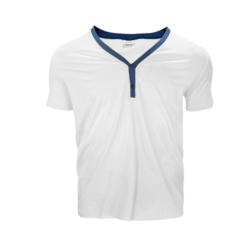 Herrer Korte ærmer Henley T-Shirt med stilfuld krave og to knapper Stilla
