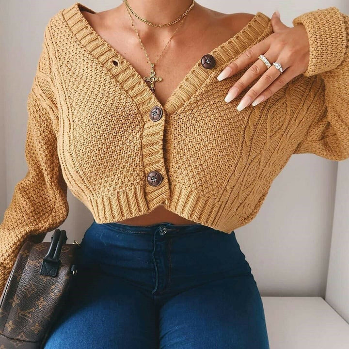 Kvinders cropped cardigan med knapdetaljer Stilla