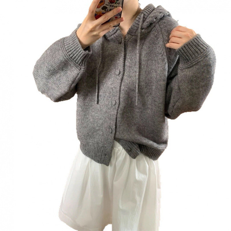 Kvinders hyggelige oversized cardigan med hætte og knapdetaljer Stilla