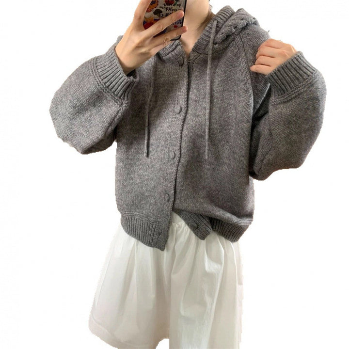 Kvinders hyggelige oversized cardigan med hætte og knapdetaljer Stilla