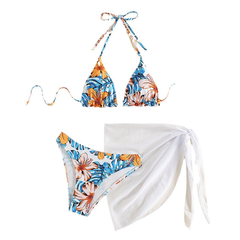 Dame Triangel-Bikini-Sæt med blomsterdesign og afslappet Tuch Skovae