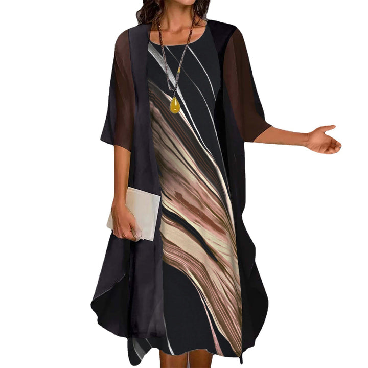 Dame Maxikjole med elegant chiffonoverdel Stilla