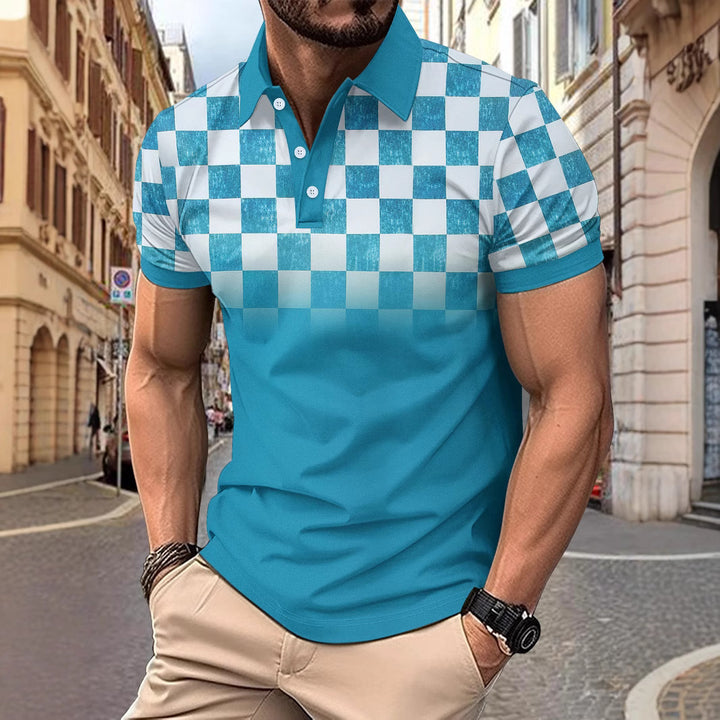 Herrer polo skjorte med moderigtigt ternet design og åndbart bomuld Stilla