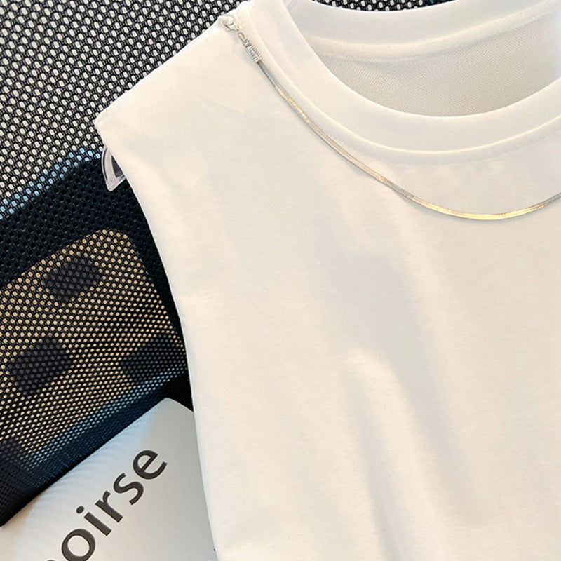 Dame afslappet T-shirt med innovativ oversized pasform og dobbelt krave Stilla