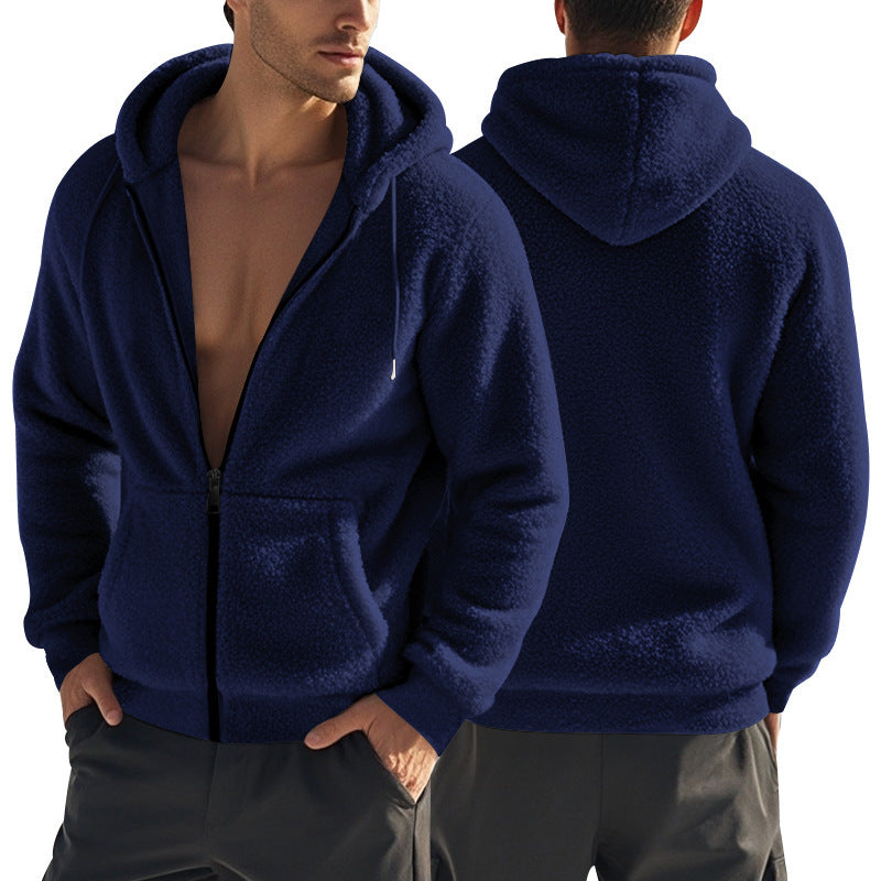 Herre hyggelig fleece-hoodie med praktiske sidelommer og justerbar snøre Stilla