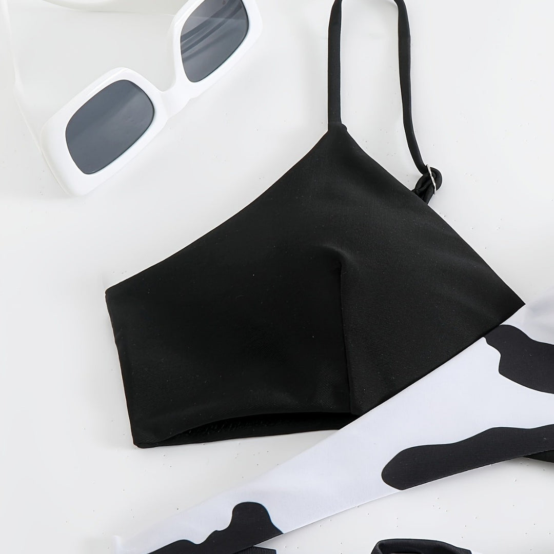 Dame trekant-bikini med sporty knude-design Skovae