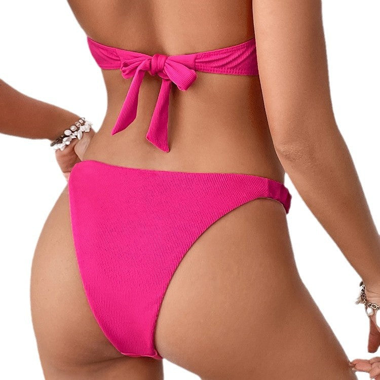 Dame bikini sæt med blomster bustier top og høj udskæring Stilla