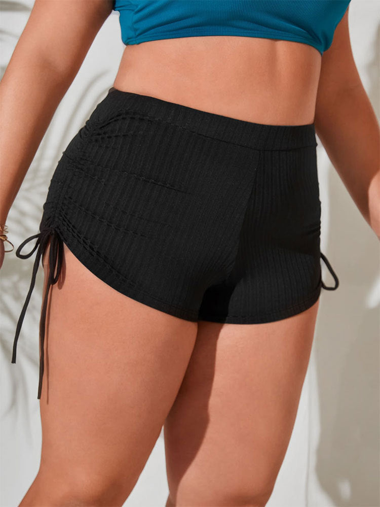 Dame Sportliche Ribbed Shorts med justerbar talje Skovae
