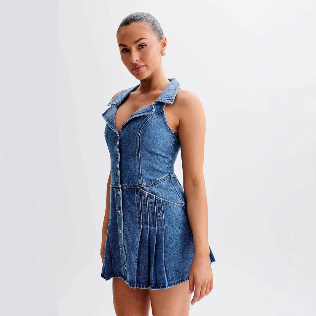 Dame jeans-kjole i moderne snit Stilla