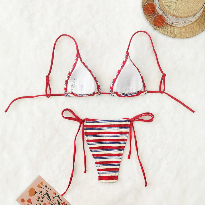 Dame Triangel-Bikini-Sæt med legende design og justerbare stropper Skovae