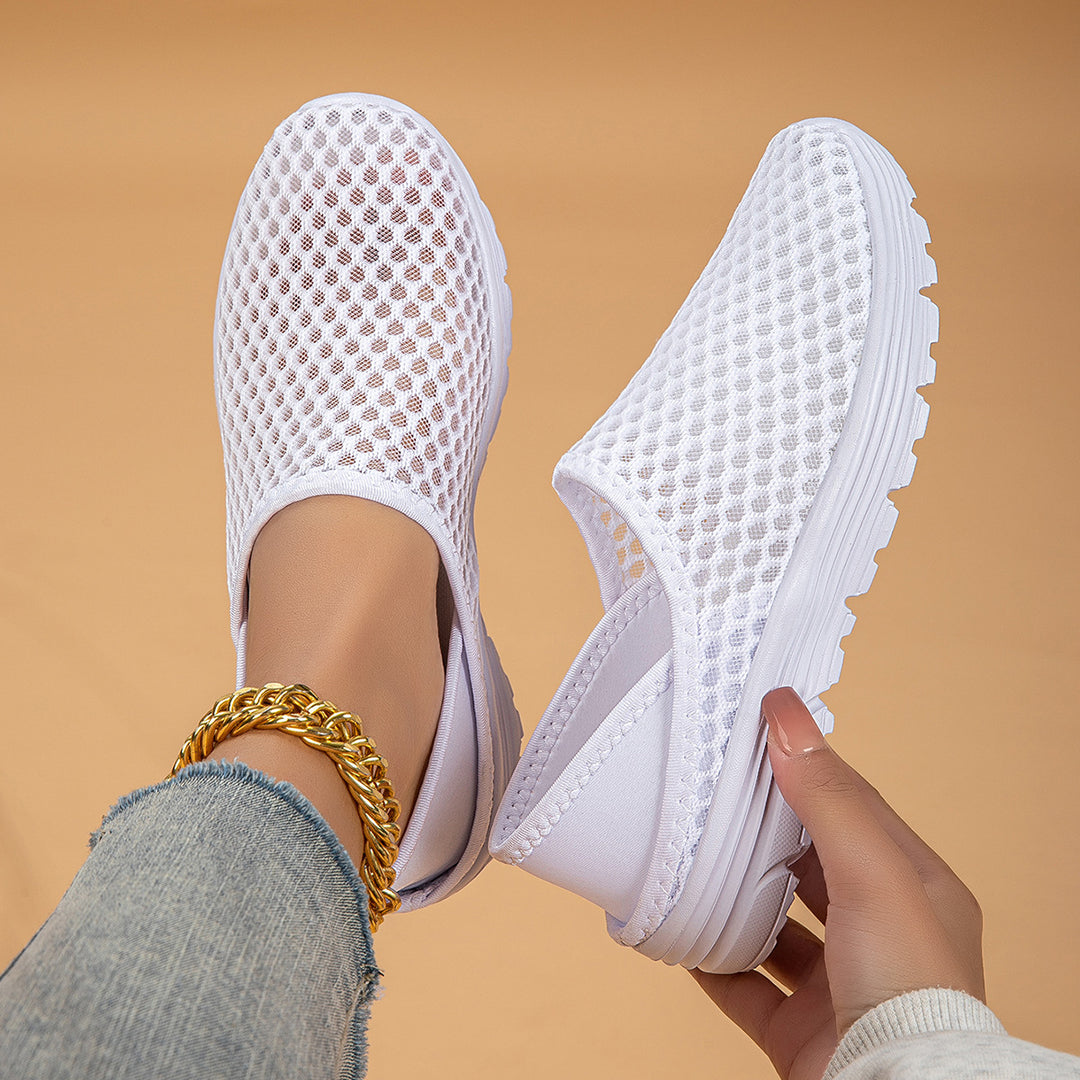 Dame nan luftige slip-on sneakers med honningkage-strikoverdel og dæmpet komfortsål Skovae