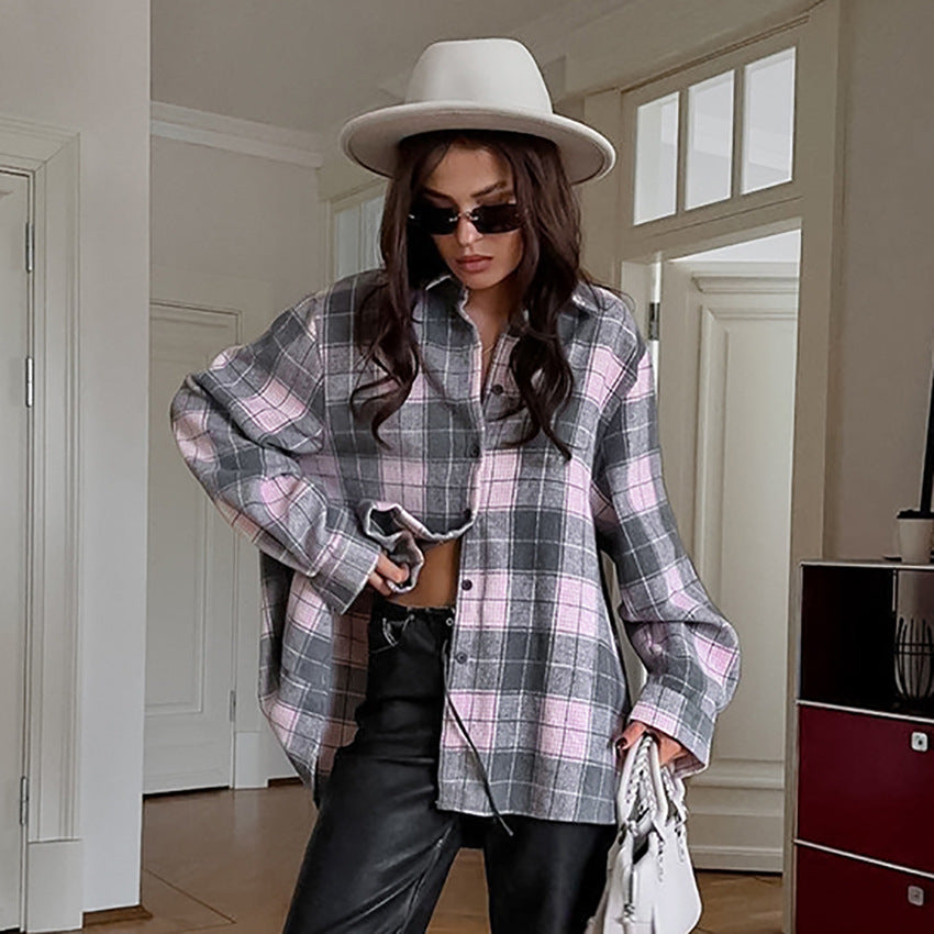Dame Oversized Karoskjorte med afslappet snit Stilla
