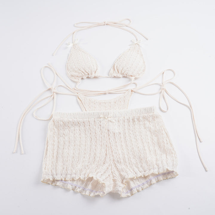 Damen Badeanzug Set mit Spitzen-Details und verstellbaren Trägern Skovae