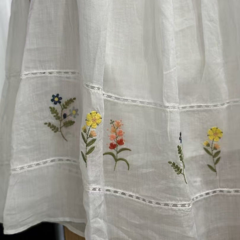 Femme Elegante Bestickede Maxi-Nederdel Stilla