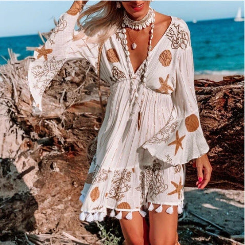 Dame Strandkjole med Boho-elementer Stilla