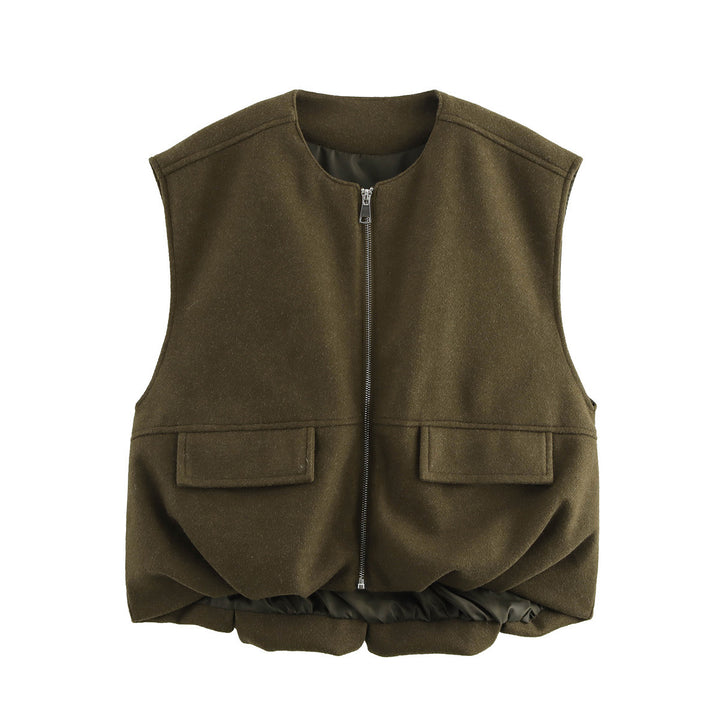 Femme Utility Puffer-vest med skjulte lommer Stilla
